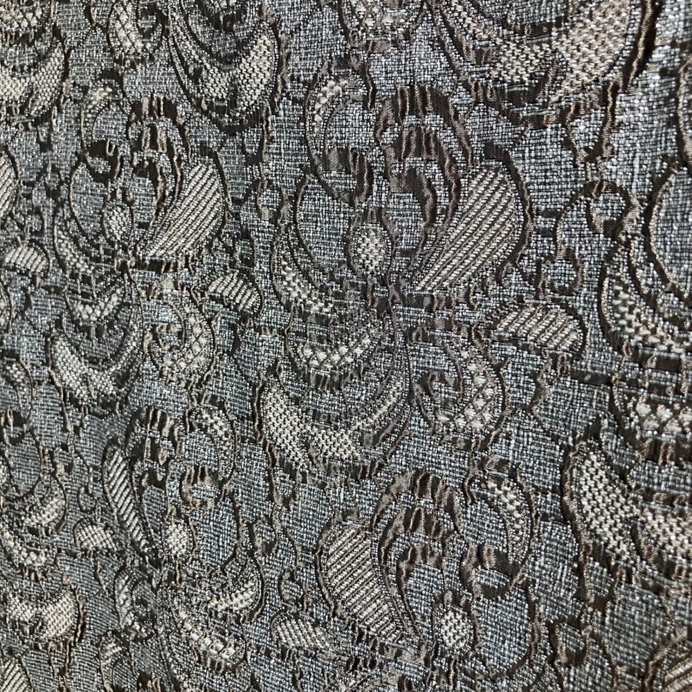 Ann Taylor Pencil Skirt 2 Mohair Wool Blend Silver Metallic Shiny Brocade Office - Picture 10 of 10
